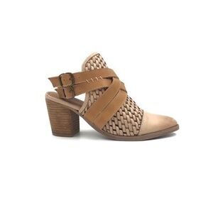 Rebels Brand Tan Woven Leather Double Criss Cross Buckle Ankle Booties Size 10